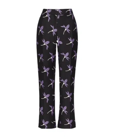Valentino Fairy Flowers Print Trousers In Black