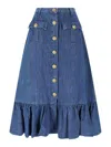 Valentino Garavani Blue Denim Cotton Skirt In Blue