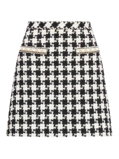 Valentino Virgin Wool-blend Houndstooth Mini Skirt In Multi