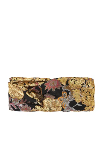 Valentino Garavani Famiglia 2 Headband In Nero  Lurex Oro  & Arancio
