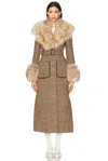 Valentino Fantasy Tweed Coat In Marrone & Multicolor