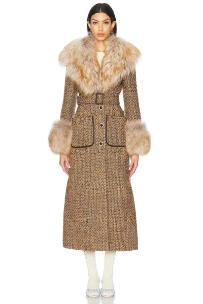 Valentino Fantasy Tweed Coat In Marrone & Multicolor