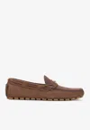 Valentino Loafers With Rubber Sole And Topstitching In Brown