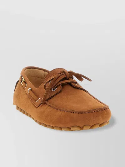 Valentino Garavani Fastaway Driver Loafers With Rubber Sole And Metal Eyelets