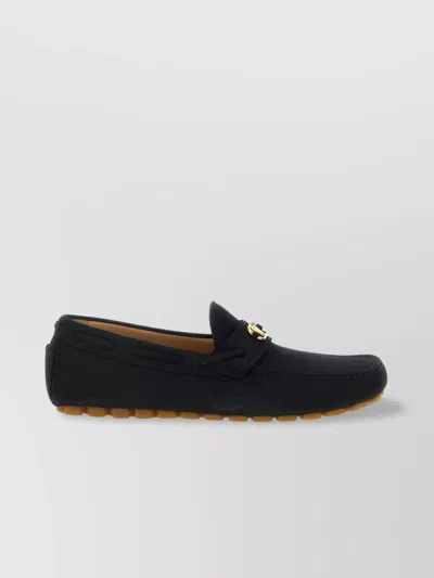 Valentino Garavani Fastaway Driver Loafers With Rubber Sole And Textured Finish In Black