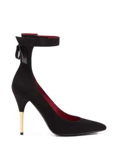 Valentino Garavani Fatale 105 Bow-detailed Suede Pumps In Black