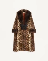 Valentino Fauve Eclat Spotted Wool Cloth Coat Woman Animal Print 44 In Black