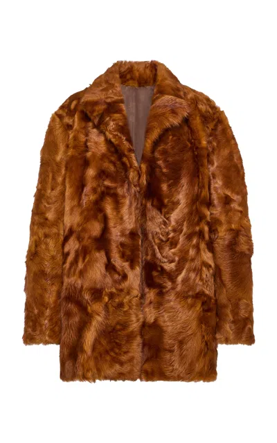 Valentino Faux Fur Coat In Brown