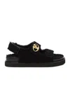 Valentino Garavani Vlogo Locker Shearling Sandal Woman Black 40 In Black