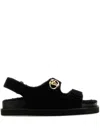 Valentino Garavani Vlogo Locker Shearling Sandal Woman Black 40 In Black