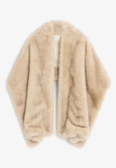 Valentino Faux Fur Scarf In Neutral