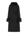 Valentino Faux Fur-trimmed Double-breasted Coat In Black