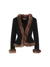 Valentino Shearling-trimmed Cashmere Jacket In Black