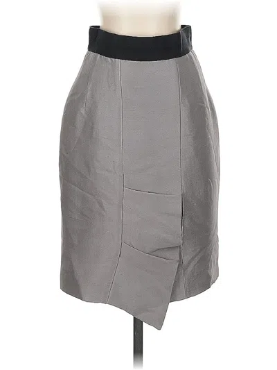 Pre-owned Valentino Faux Leather Skirt In Gray