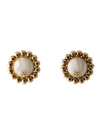 Pre-owned Valentino Garavani Faux Pearl Pas Plus Clip-on Earrings In Multi