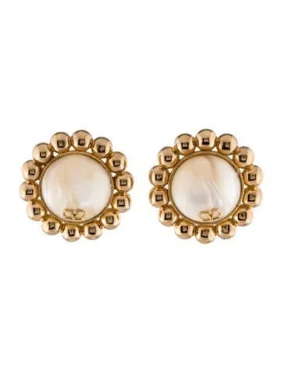Pre-owned Valentino Garavani Faux Pearl Pas Plus Metal Clip-on Earrings In Multi