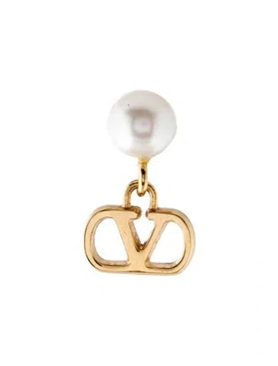 Pre-owned Valentino Garavani Faux Pearl Single Stud Earring In White