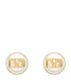 Valentino Signature Pearl Earrings Gold Hardware In Gold