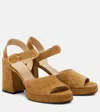 Valentino Garavani Fawcette Platform Crust Leather Sandal 100mm Woman Havana Beige 40 In Brown