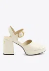 Valentino Sandalo Con Plateau Fawcette In Vitello Abrasivato 100mm In White
