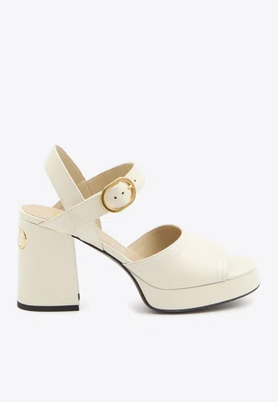 VALENTINO GARAVANI FAWCETTE 90 LEATHER PLATFORM SANDALS