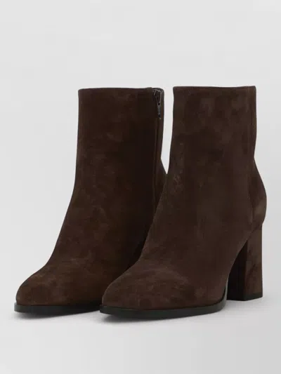 Valentino Garavani Fawcette Ankle Boots Suede Leather In Brown