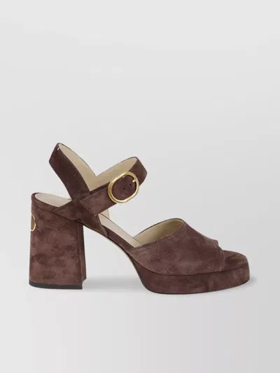 VALENTINO GARAVANI FAWCETTE CRUST LEATHER SANDAL PLATFORM HEEL