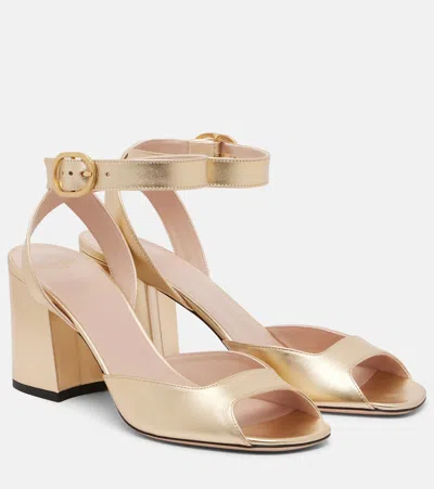 Valentino Garavani Fawcette Metallic Leather Sandals In Gold