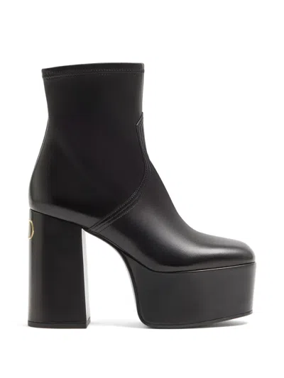 Valentino Garavani Fawcette Platform Ankle Boot In Stretch Nappa In Black