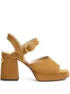 Valentino Garavani Fawcette Platform Crust Leather Sandal 100mm Woman Havana Beige 40 In Brown