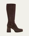 Valentino Fawcette Platform Boot In Crust Leather 90mm In Brown
