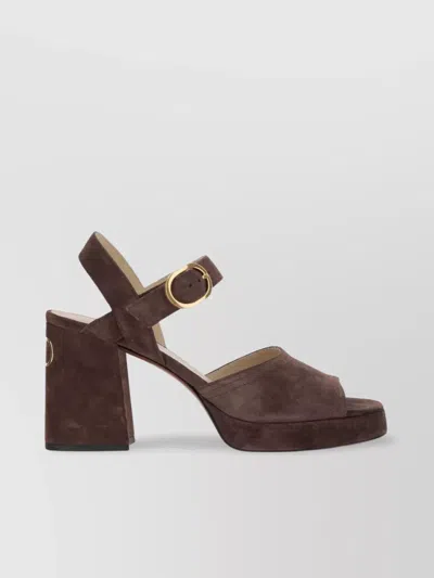 Valentino Garavani Fawcette Suede Platform Sandals With 100mm Heel In Brown