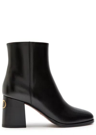 Valentino Garavani Valentino Fawcette Vlogo Leather Ankle Boots In Black