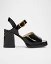 Valentino Garavani Fawcette Platform Sandal In Polished Calfskin 100mm Woman Black 42