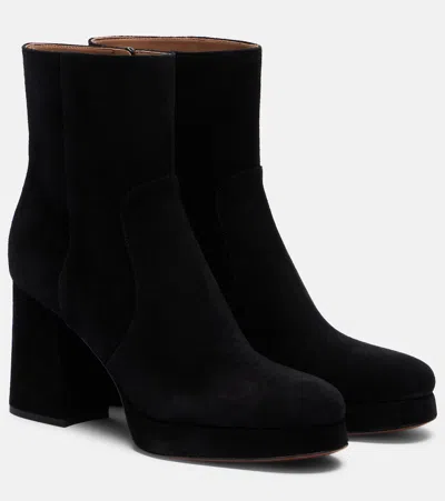 Valentino Garavani Ankle Boots Fawcette Vlogo Aus Veloursleder In Black