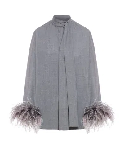 Valentino Feather-detail Blouse In Gray