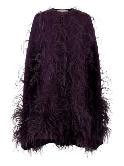 VALENTINO FEATHER-DETAILING CAPE