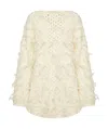 Valentino Feather-embellished Wool Jumper In Metallic