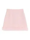 Valentino Short Crepe Couture Skirt With Feathers Woman Rose 42 In Pink