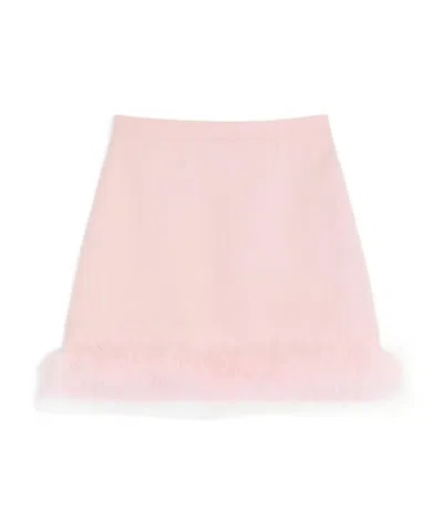 VALENTINO SHORT CREPE COUTURE SKIRT WITH FEATHERS