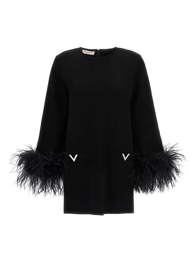 Valentino Feather Jersey Jumper, Cardigans In Black