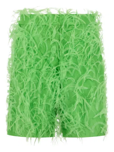 Valentino Feather Shorts In Green