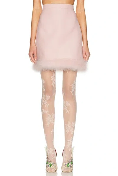 Valentino Feather-trimmed Satin Midi Skirt In Pink