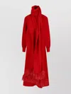 Valentino Maxi Silk Dress With Removable Scarf And Feather Details In Red
