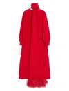 Valentino Cady Couture Feather-trimmed Gown In Red