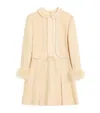 Valentino Nude Viscose-silk Blend Dress With Feather-accented Cuffs