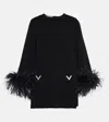 VALENTINO FEATHER-TRIMMED BLOUSE