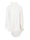 Valentino Silk Top With Feather Detail And Shawl In White