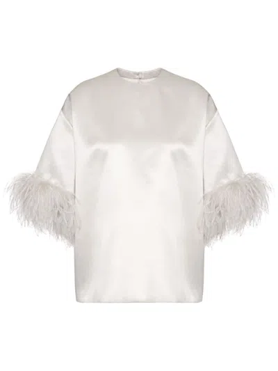 VALENTINO FEATHERED-SLEEVE SILK BLOUSE