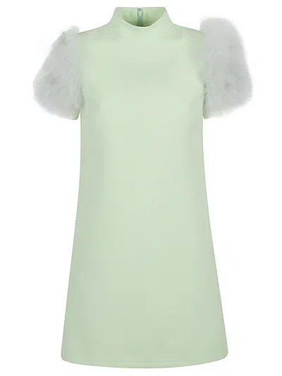 VALENTINO FEATHERED WOOL AND SILK DRESS